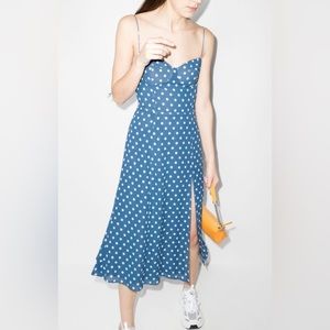 Reformation Juliette Blue Polka Dot Sz 10